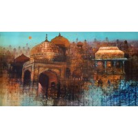 A. Q. Arif, 24 x 42 Inch, Oil on Canvas, Cityscape Painting, AC-AQ-499